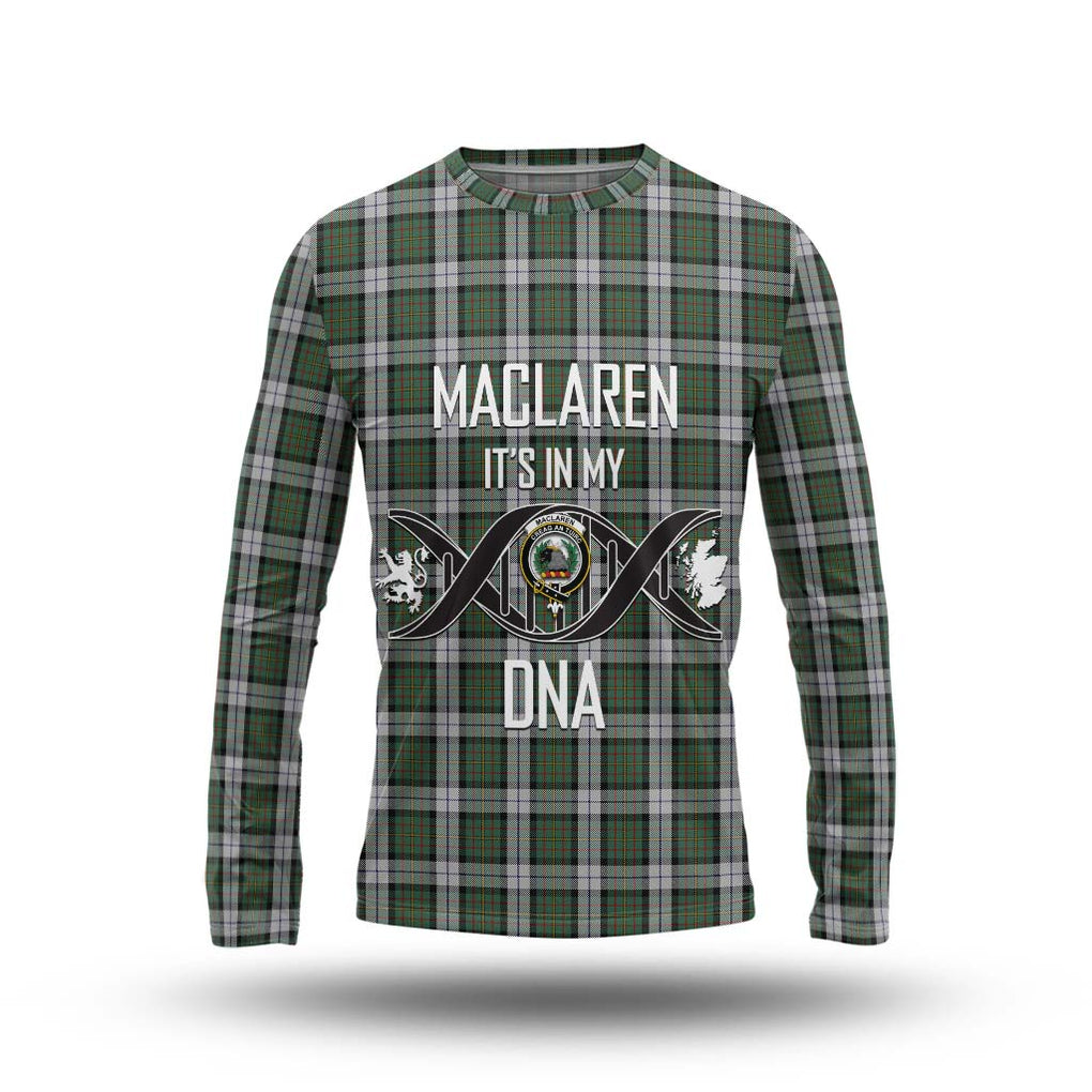 MacLaren Dress Tartan Long Sleeve T-Shirt with Family Crest DNA In Me Style Unisex - Tartanvibesclothing Shop