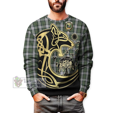 MacLaren Dress Tartan Sweatshirt with Family Crest Celtic Wolf Style