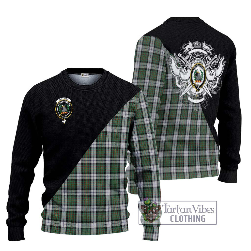 MacLaren Dress Tartan Knitted Sweater with Family Crest and Military Logo Style Unisex - Tartanvibesclothing Shop