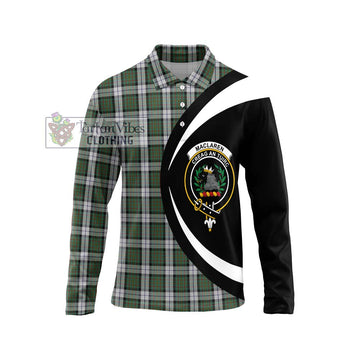 MacLaren Dress Tartan Long Sleeve Polo Shirt with Family Crest Circle Style