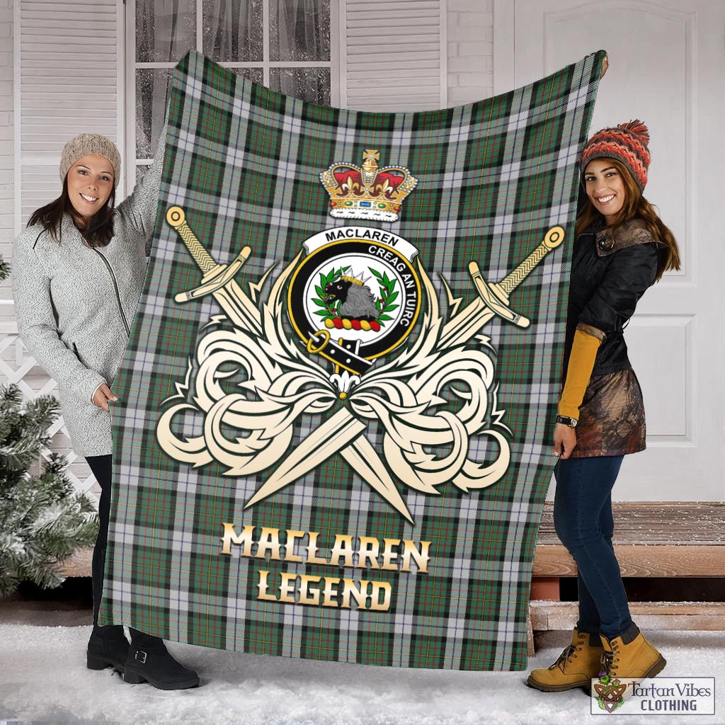 Tartan Vibes Clothing MacLaren Dress Tartan Blanket with Clan Crest and the Golden Sword of Courageous Legacy