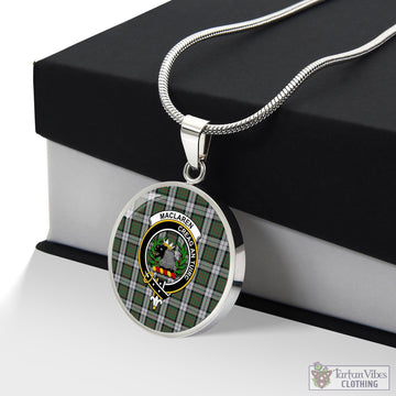 MacLaren Dress Tartan Circle Necklace with Family Crest