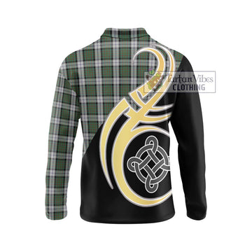 MacLaren Dress Tartan Long Sleeve Polo Shirt with Family Crest and Celtic Symbol Style