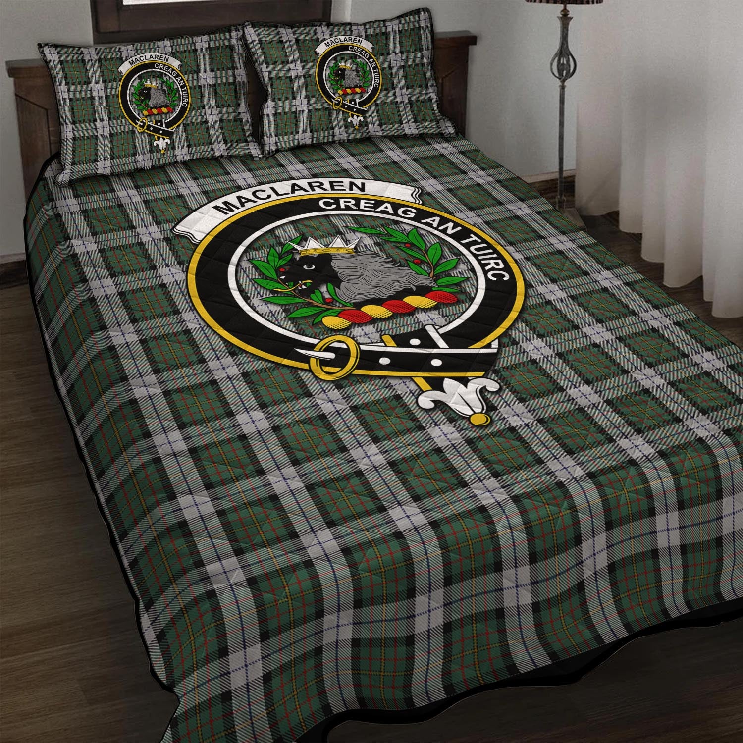 MacLaren Dress Tartan Quilt Bed Set with Family Crest - Tartan Vibes Clothing