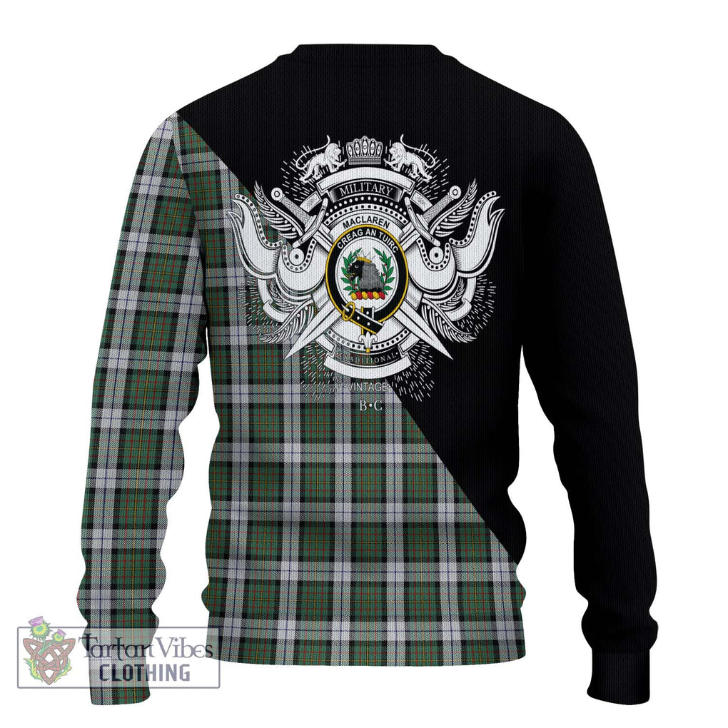 MacLaren Dress Tartan Knitted Sweater with Family Crest and Military Logo Style - Tartanvibesclothing Shop