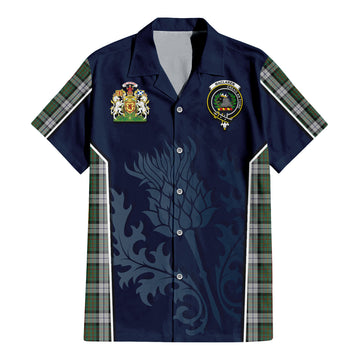 MacLaren Dress Tartan Short Sleeve Button Up Shirt with Family Crest and Scottish Thistle Vibes Sport Style