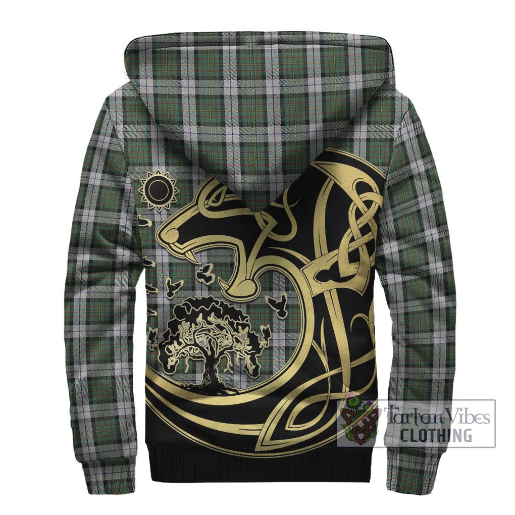 MacLaren Dress Tartan Sherpa Hoodie with Family Crest Celtic Wolf Style - Tartan Vibes Clothing