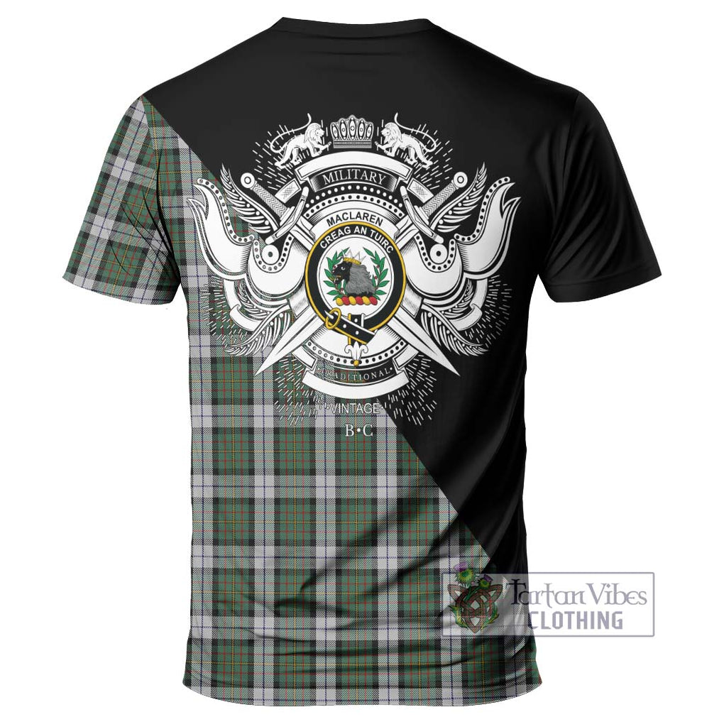 MacLaren Dress Tartan T-Shirt with Family Crest and Military Logo Style - Tartanvibesclothing Shop