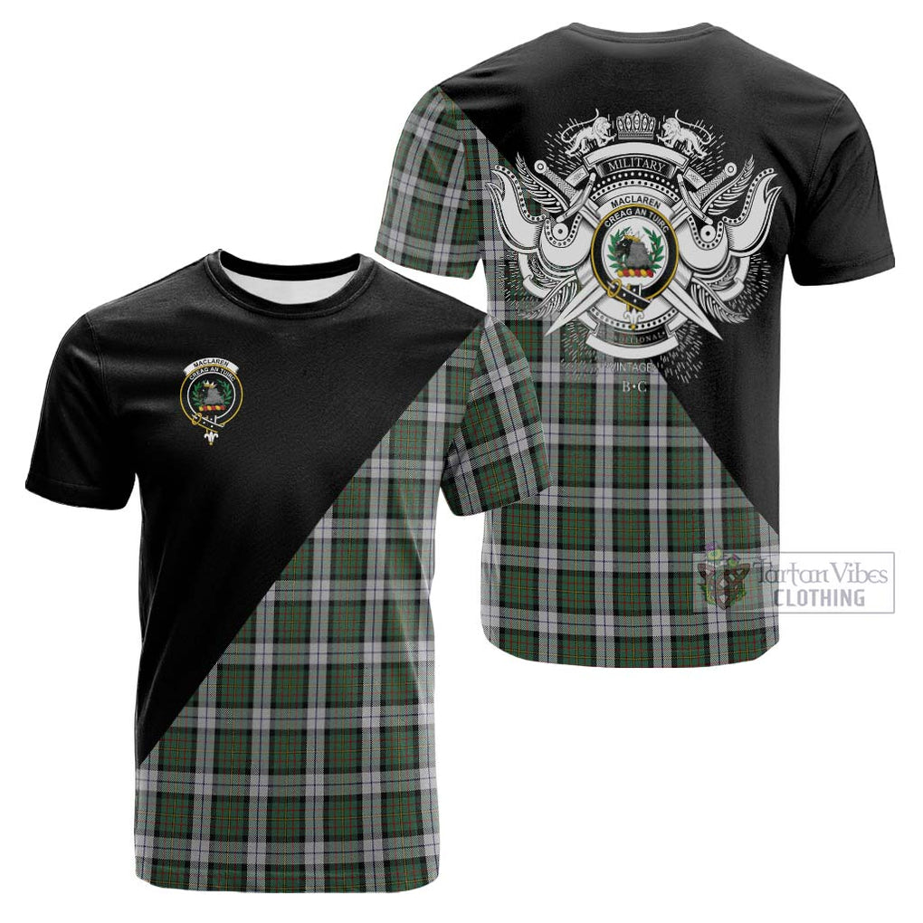 Tartan Vibes Clothing MacLaren Dress Tartan Cotton T-shirt with Family Crest and Military Logo Style