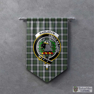 MacLaren Dress Tartan Gonfalon, Tartan Banner with Family Crest