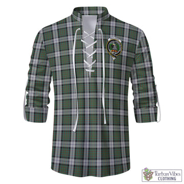 MacLaren Dress Tartan Men's Scottish Traditional Jacobite Ghillie Kilt Shirt with Family Crest