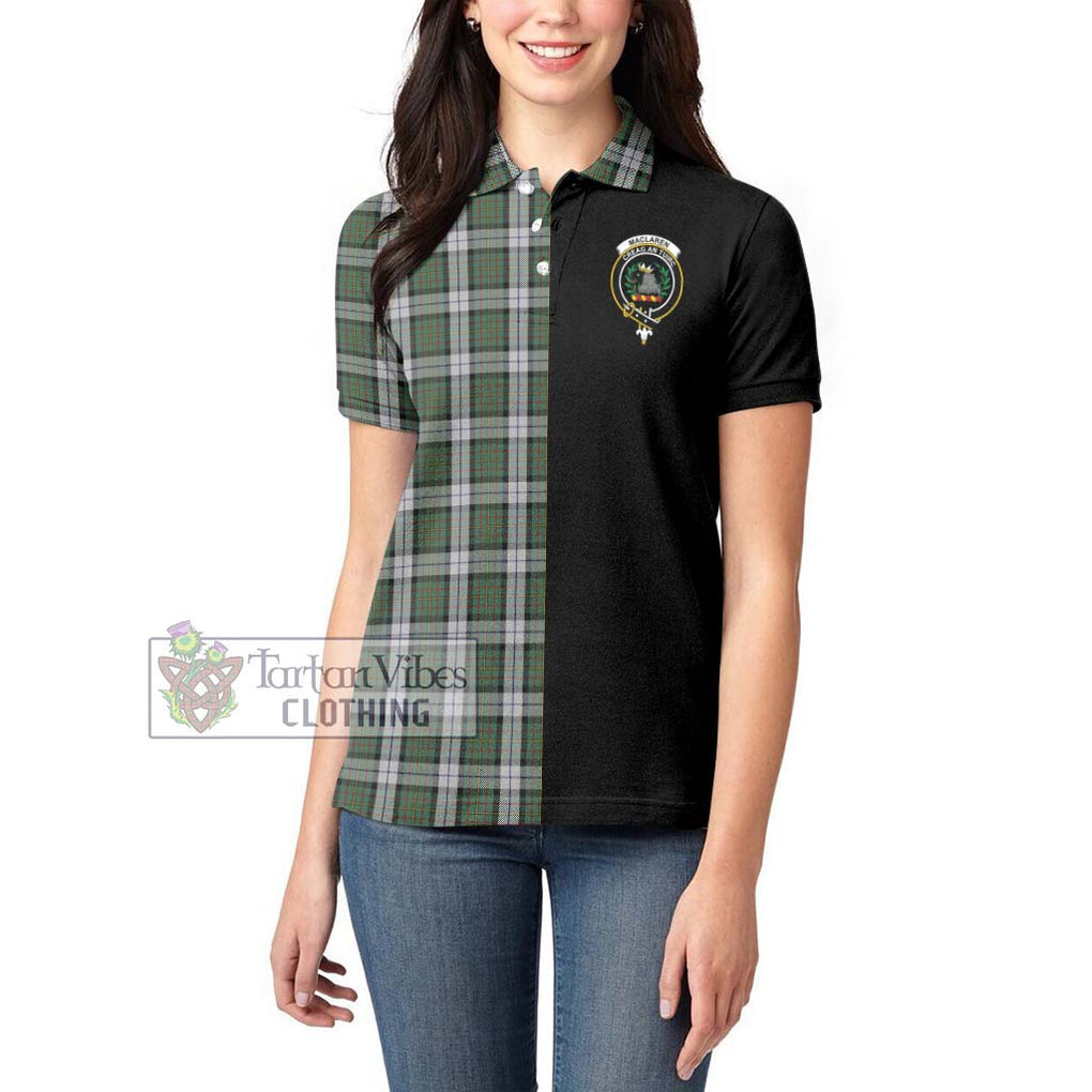 MacLaren Dress Tartan Women's Polo Shirt with Family Crest and Half Of Me Style - Tartanvibesclothing Shop