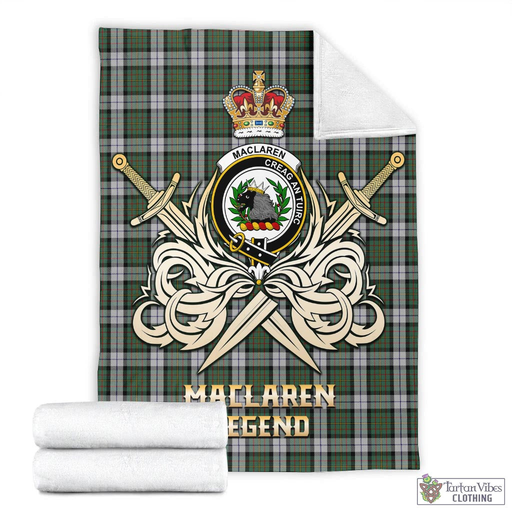 Tartan Vibes Clothing MacLaren Dress Tartan Blanket with Clan Crest and the Golden Sword of Courageous Legacy