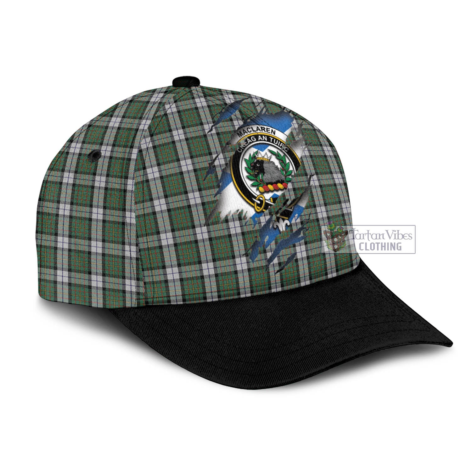 Tartan Vibes Clothing MacLaren Dress Tartan Classic Cap with Family Crest In Me Style