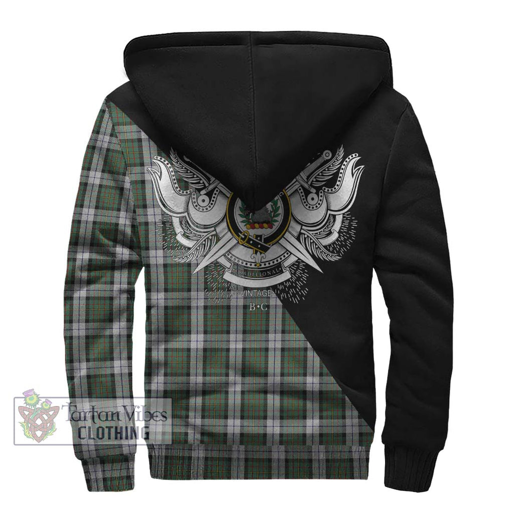 MacLaren Dress Tartan Sherpa Hoodie with Family Crest and Military Logo Style - Tartanvibesclothing Shop