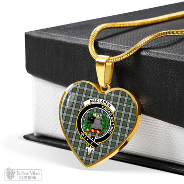 MacLaren Dress Tartan Heart Necklace with Family Crest