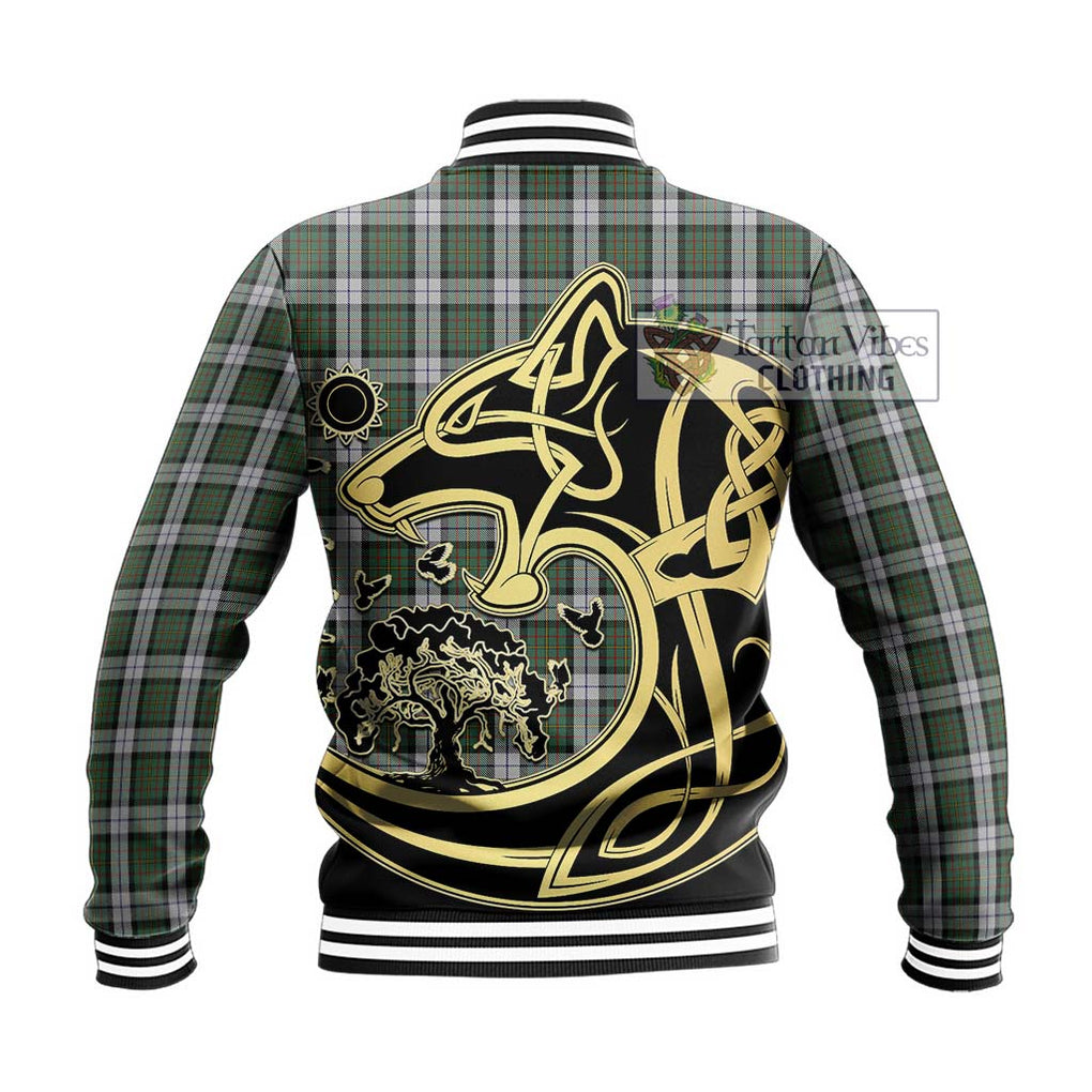 MacLaren Dress Tartan Baseball Jacket with Family Crest Celtic Wolf Style - Tartan Vibes Clothing