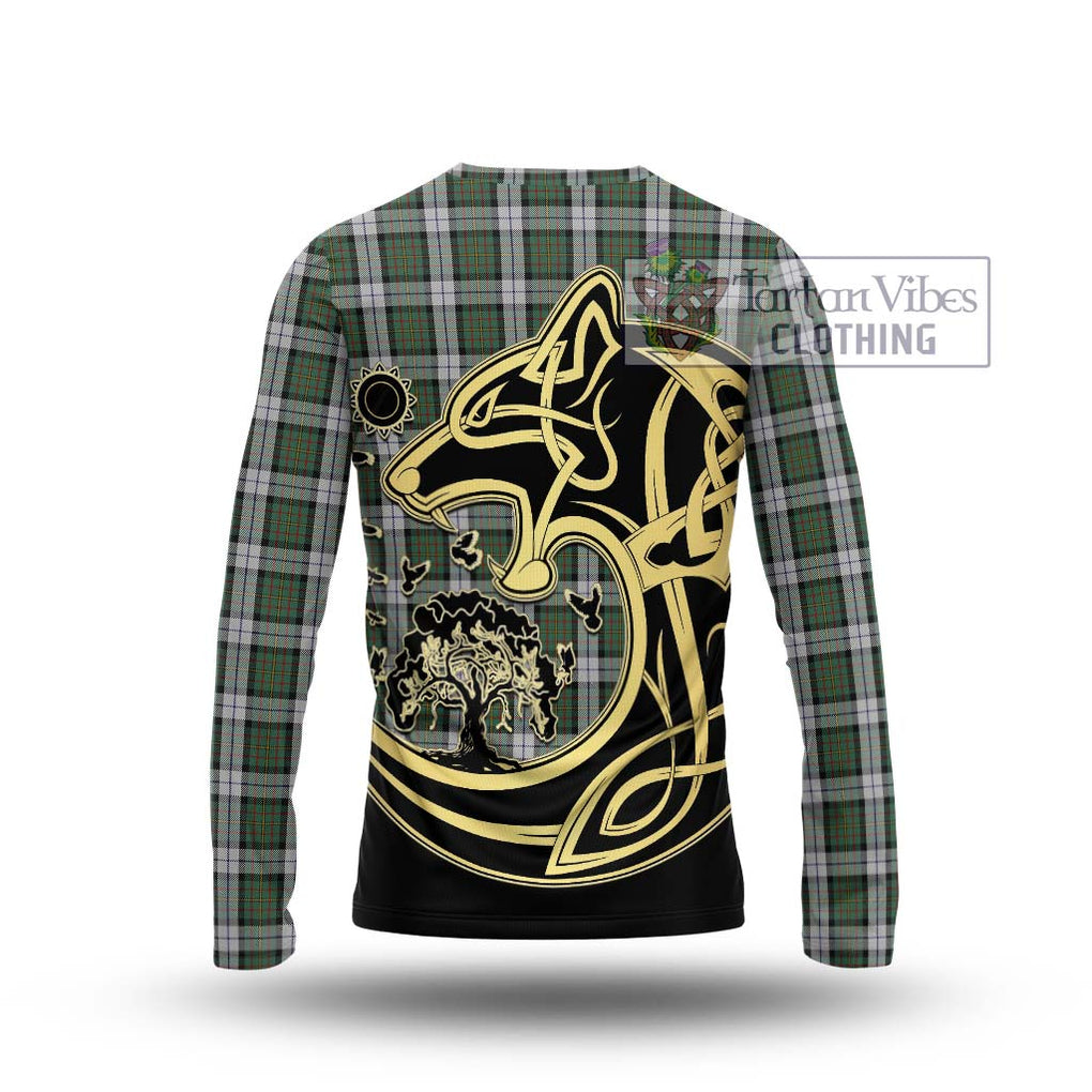 MacLaren Dress Tartan Long Sleeve T-Shirt with Family Crest Celtic Wolf Style - Tartan Vibes Clothing