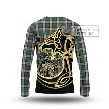 MacLaren Dress Tartan Long Sleeve T-Shirt with Family Crest Celtic Wolf Style