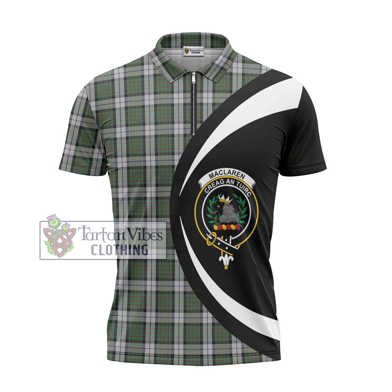 Tartan Vibes Clothing MacLaren Dress Tartan Zipper Polo Shirt with Family Crest Circle Style