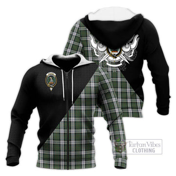 MacLaren Dress Tartan Knitted Hoodie with Family Crest and Military Logo Style