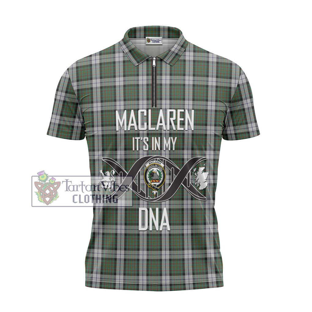 MacLaren Dress Tartan Zipper Polo Shirt with Family Crest DNA In Me Style - Tartanvibesclothing Shop