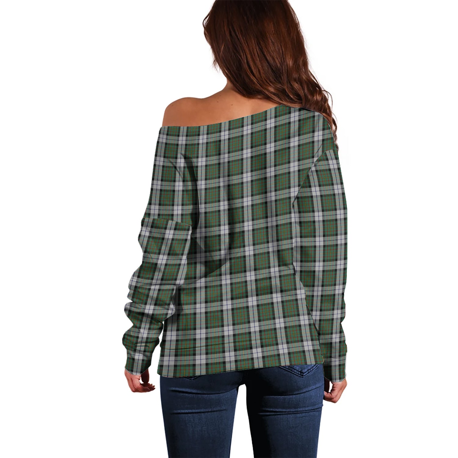 MacLaren Dress Tartan Off Shoulder Women Sweater with Family Crest - Tartanvibesclothing