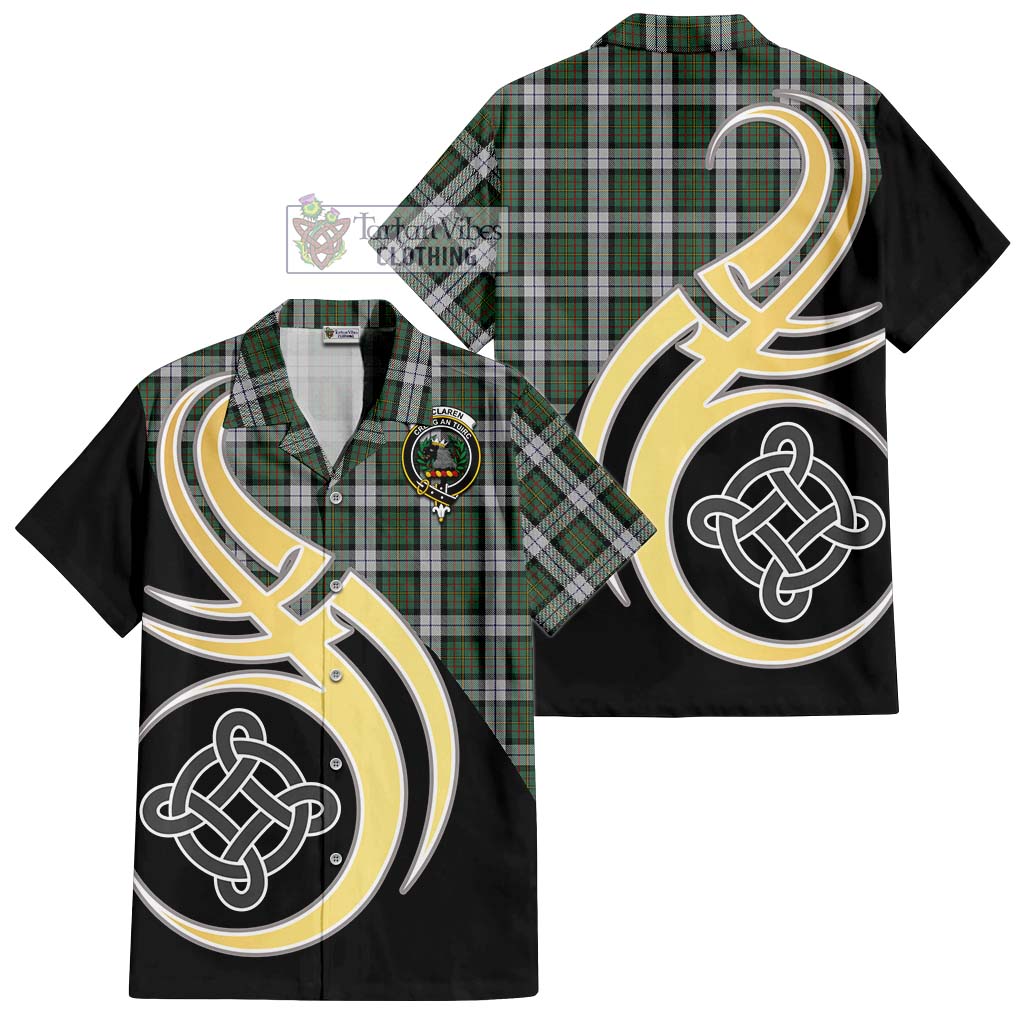 MacLaren Dress Tartan Short Sleeve Button Shirt with Family Crest and Celtic Symbol Style - Tartan Vibes Clothing