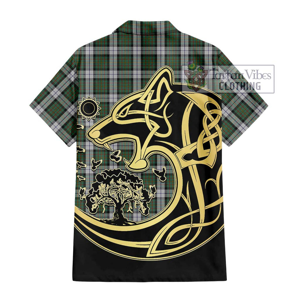 MacLaren Dress Tartan Short Sleeve Button Shirt with Family Crest Celtic Wolf Style - Tartan Vibes Clothing