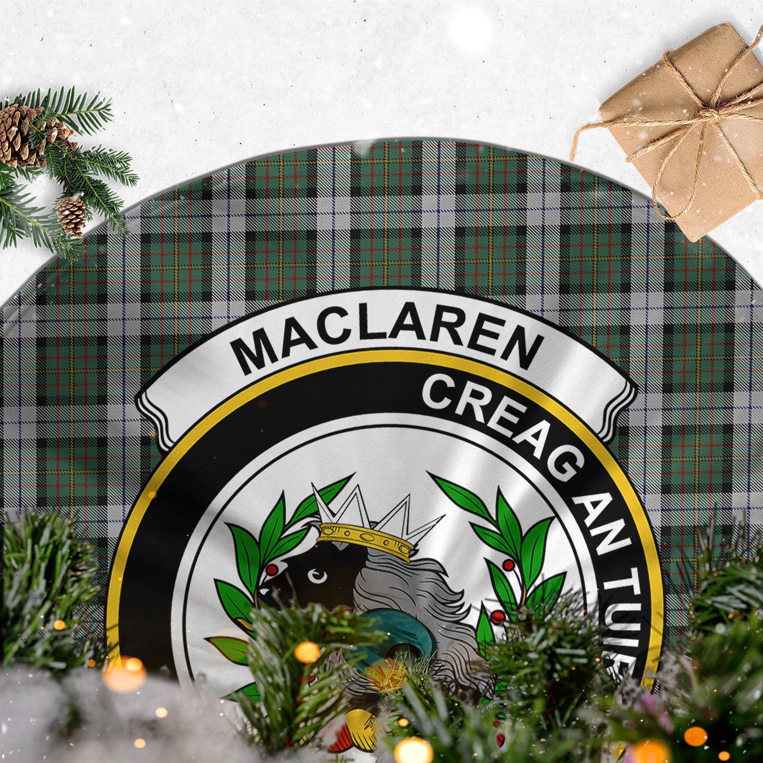 MacLaren Dress Tartan Christmas Tree Skirt with Family Crest - Tartanvibesclothing