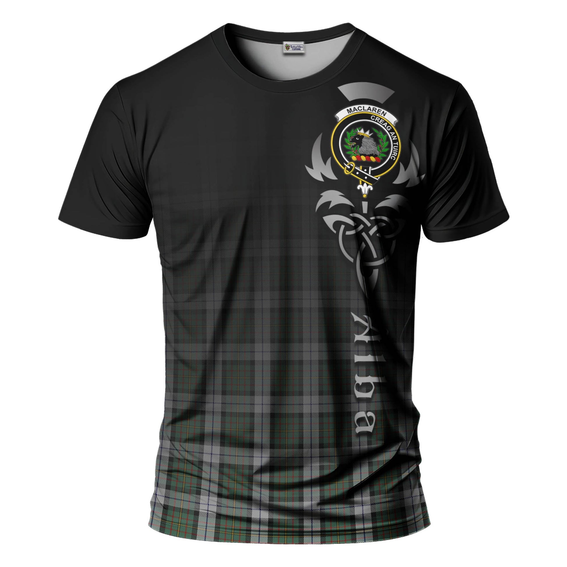 Tartan Vibes Clothing MacLaren Dress Tartan T-Shirt Featuring Alba Gu Brath Family Crest Celtic Inspired