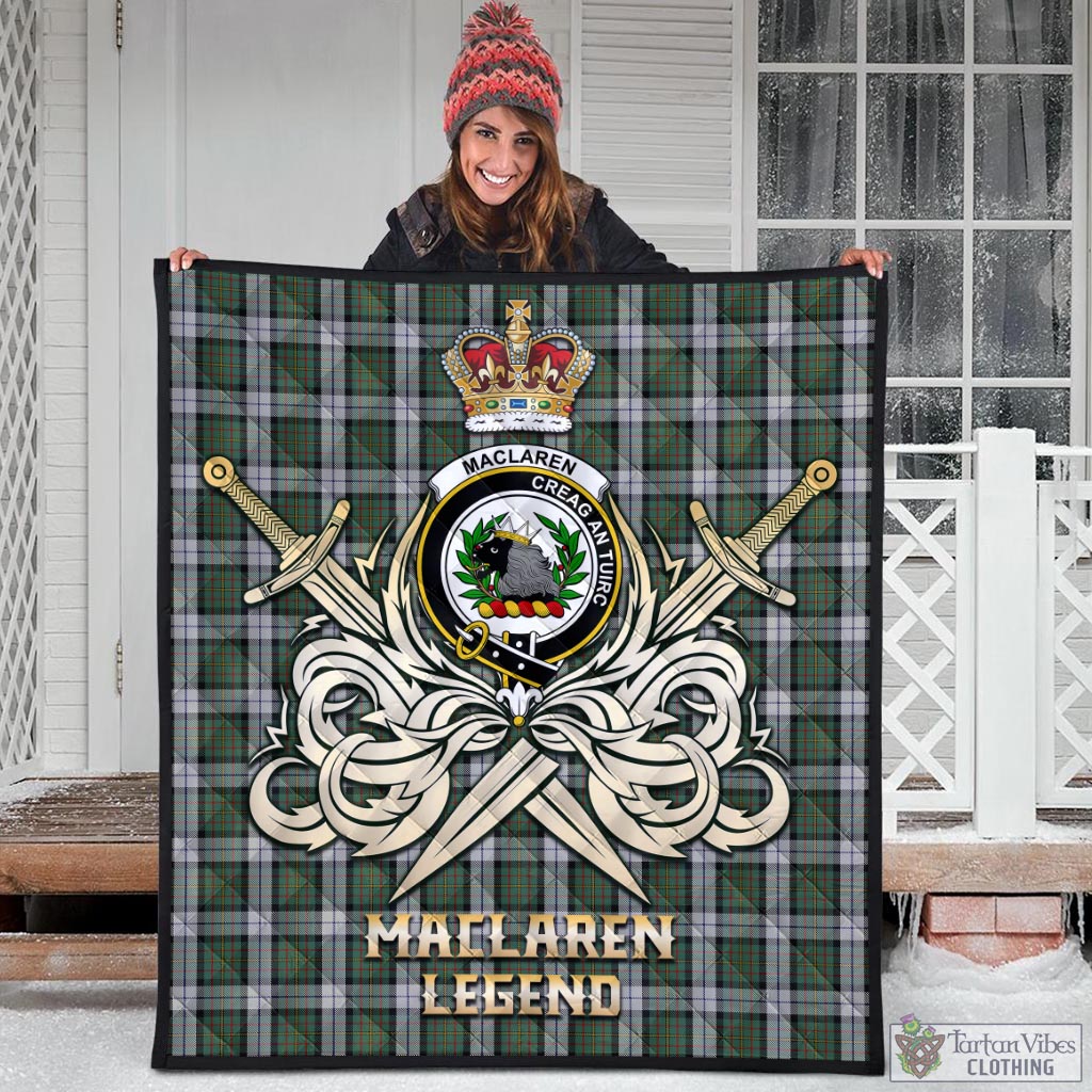 Tartan Vibes Clothing MacLaren Dress Tartan Quilt with Clan Crest and the Golden Sword of Courageous Legacy