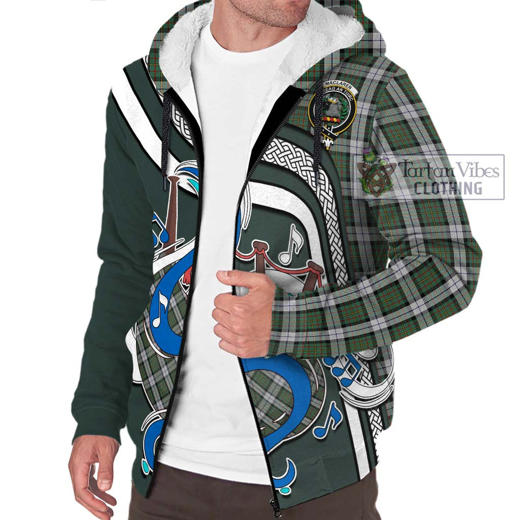 MacLaren Dress Tartan Sherpa Hoodie with Epic Bagpipe Style Unisex - Tartanvibesclothing Shop