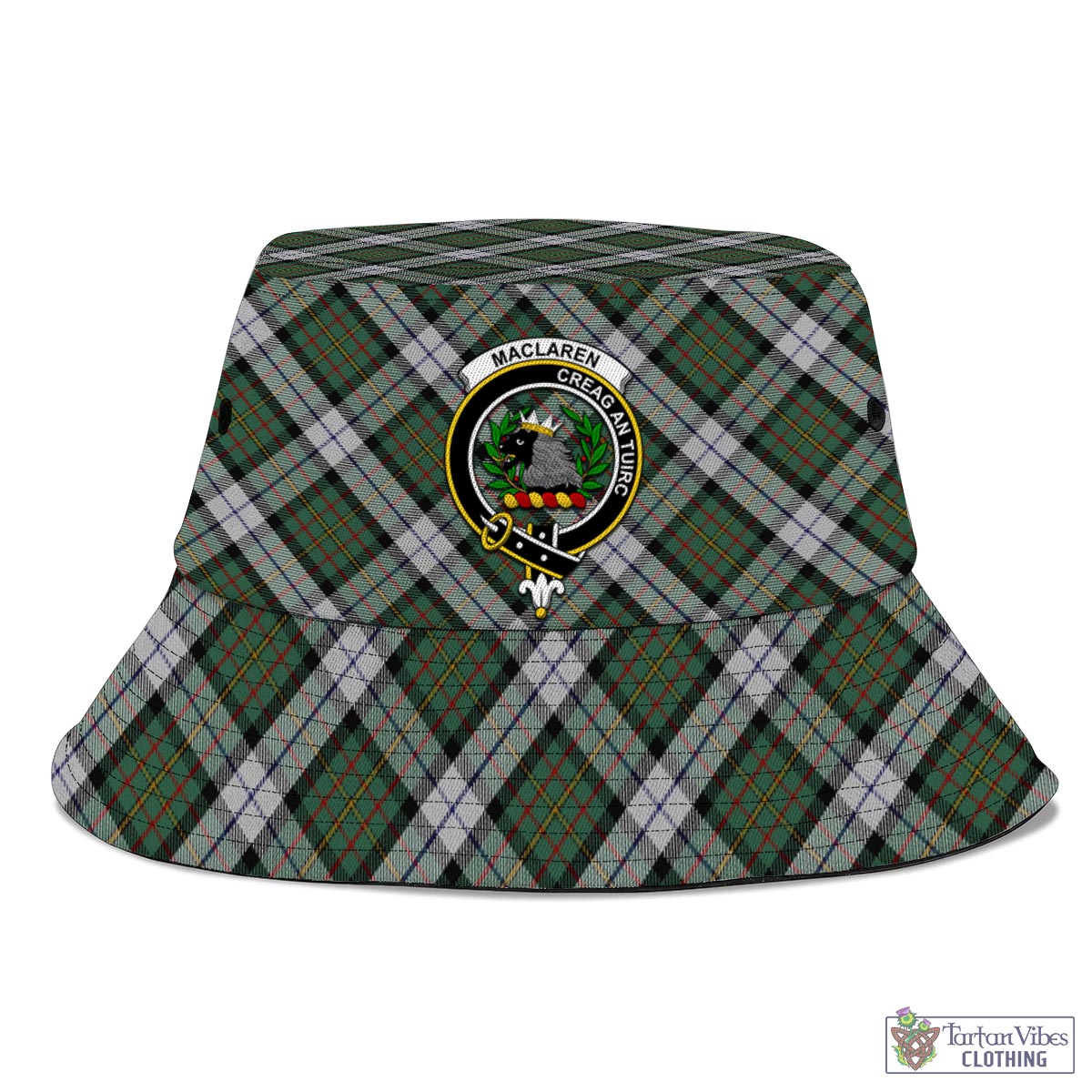 Tartan Vibes Clothing MacLaren Dress Tartan Bucket Hat with Family Crest