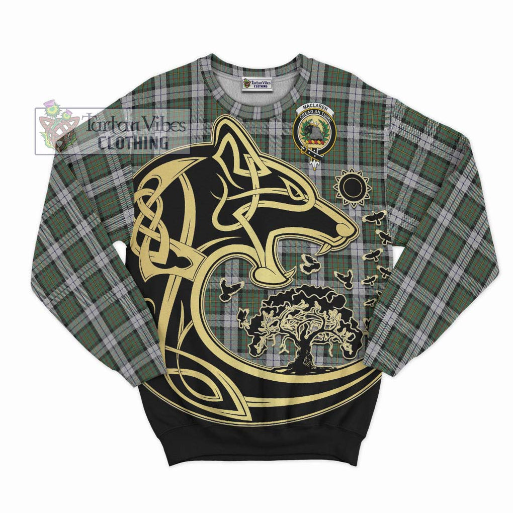 MacLaren Dress Tartan Sweatshirt with Family Crest Celtic Wolf Style - Tartan Vibes Clothing