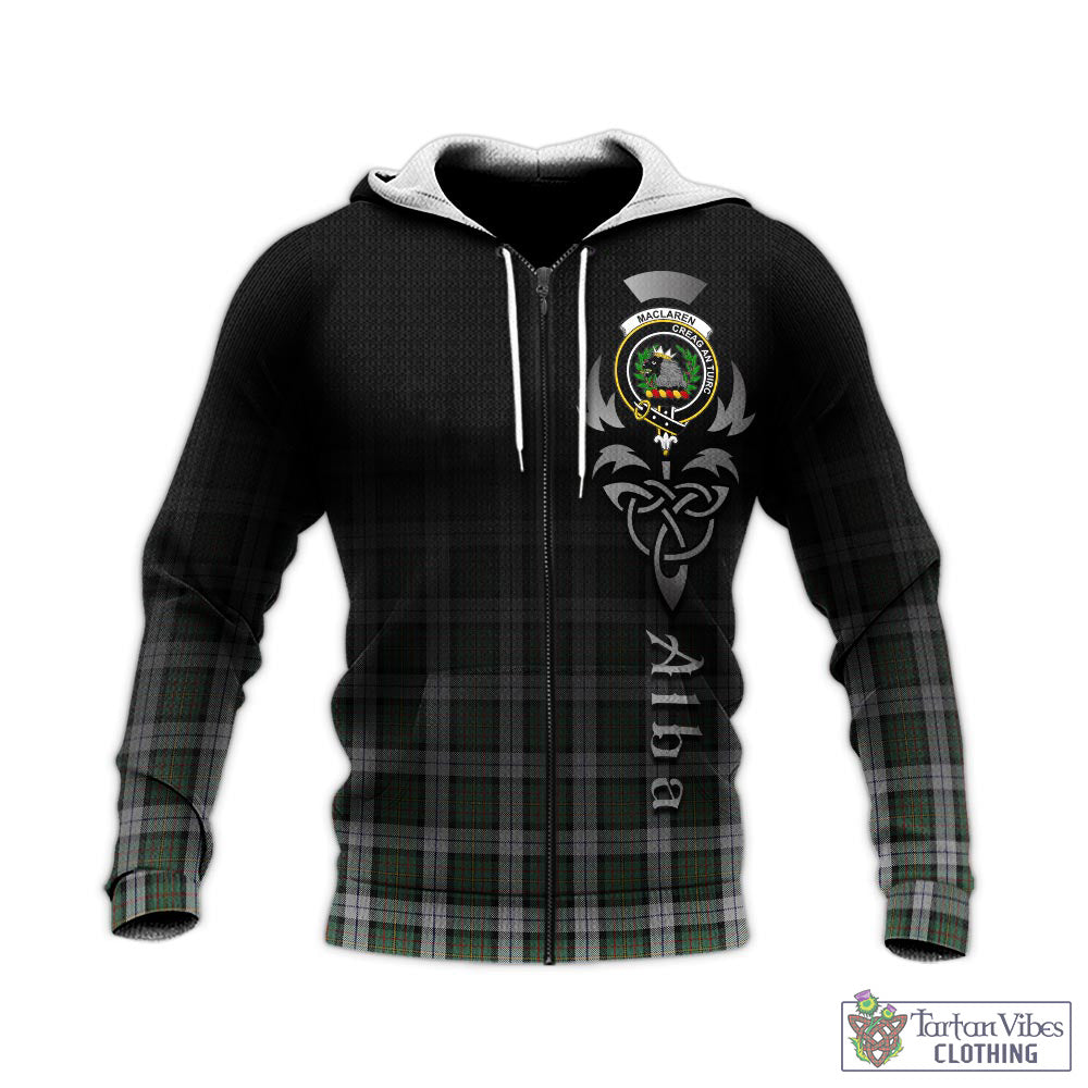 Tartan Vibes Clothing MacLaren Dress Tartan Knitted Hoodie Featuring Alba Gu Brath Family Crest Celtic Inspired