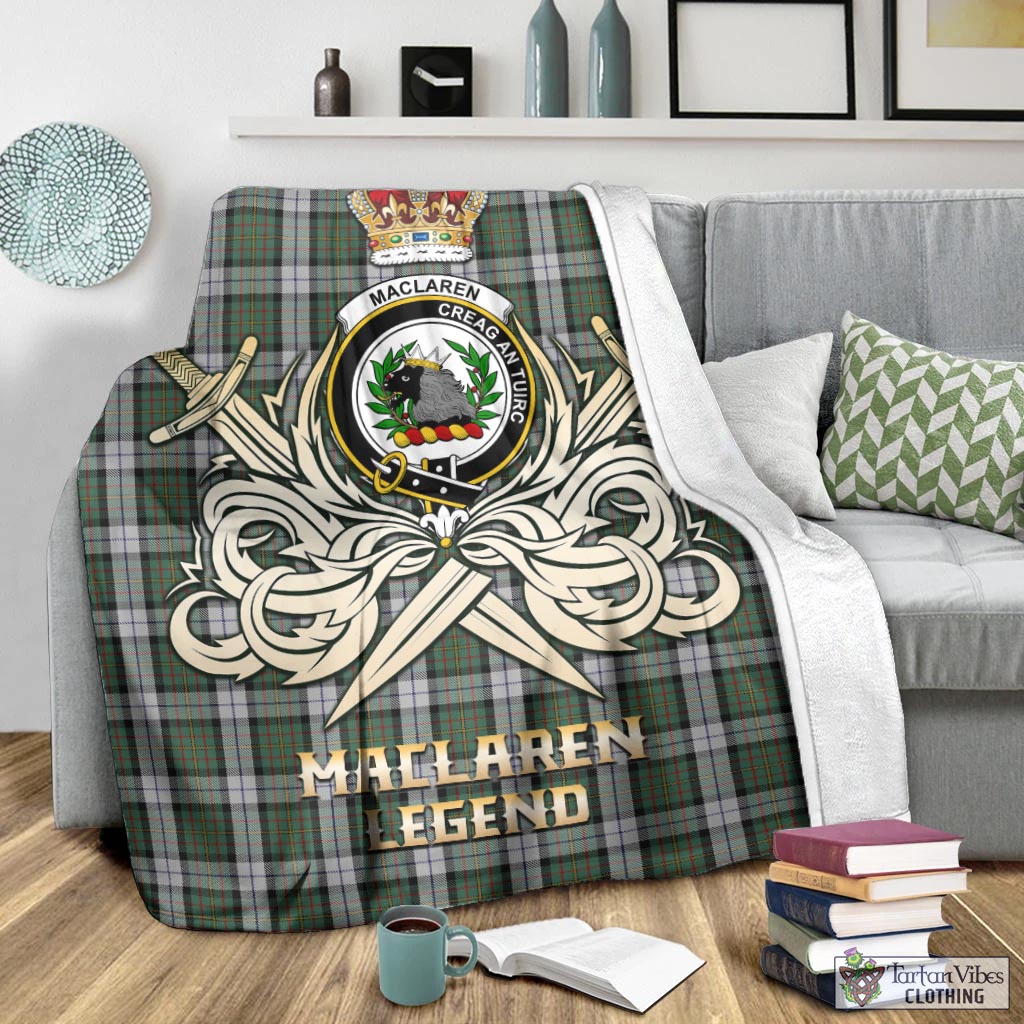 Tartan Vibes Clothing MacLaren Dress Tartan Blanket with Clan Crest and the Golden Sword of Courageous Legacy