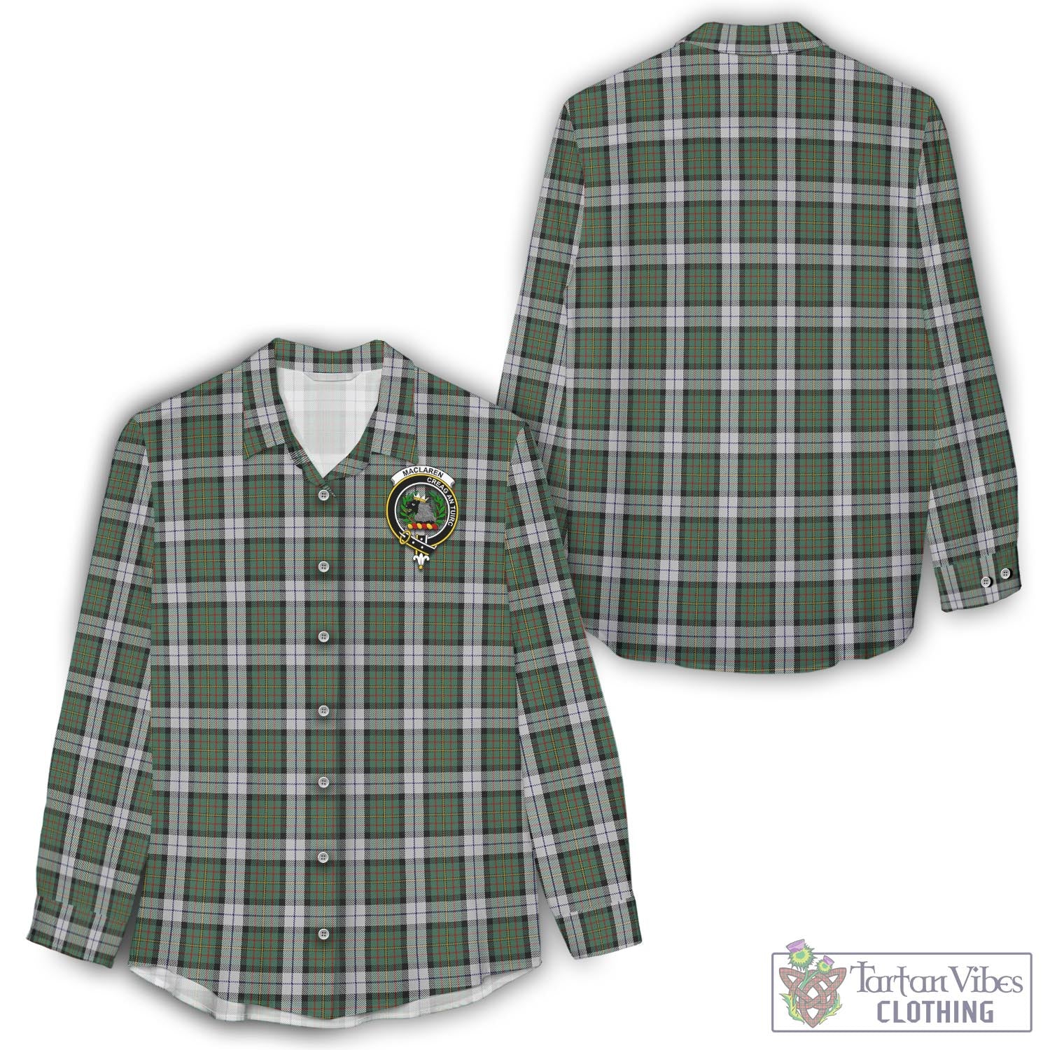 Tartan Vibes Clothing MacLaren Dress Tartan Womens Casual Shirt with Family Crest