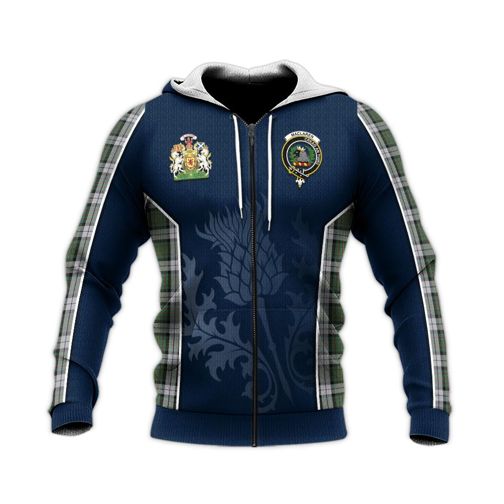 Tartan Vibes Clothing MacLaren Dress Tartan Knitted Hoodie with Family Crest and Scottish Thistle Vibes Sport Style