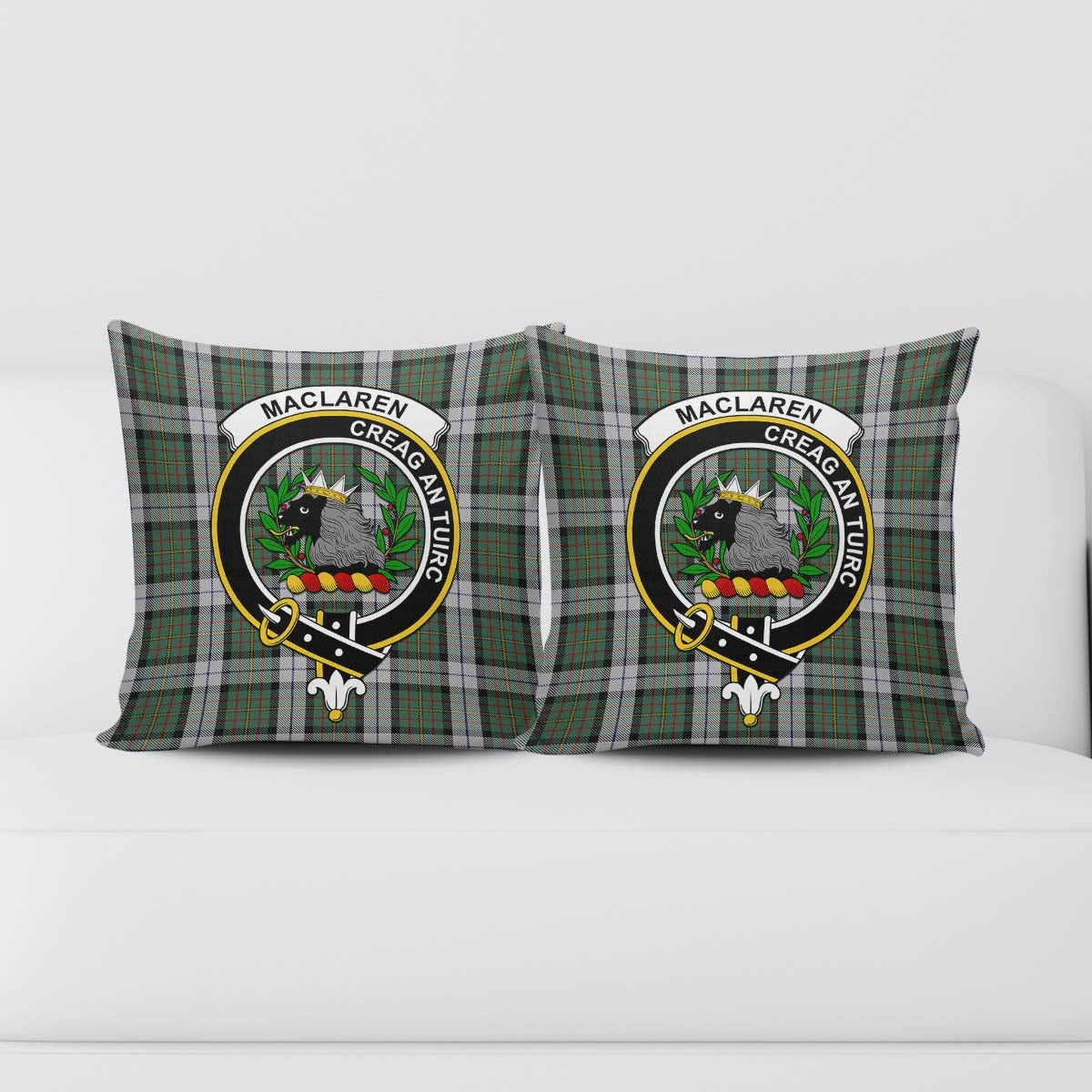 MacLaren Dress Tartan Pillow Cover with Family Crest - Tartanvibesclothing