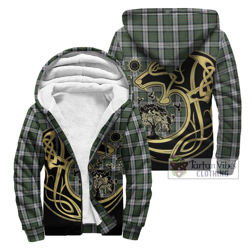 MacLaren Dress Tartan Sherpa Hoodie with Family Crest Celtic Wolf Style Unisex - Tartan Vibes Clothing