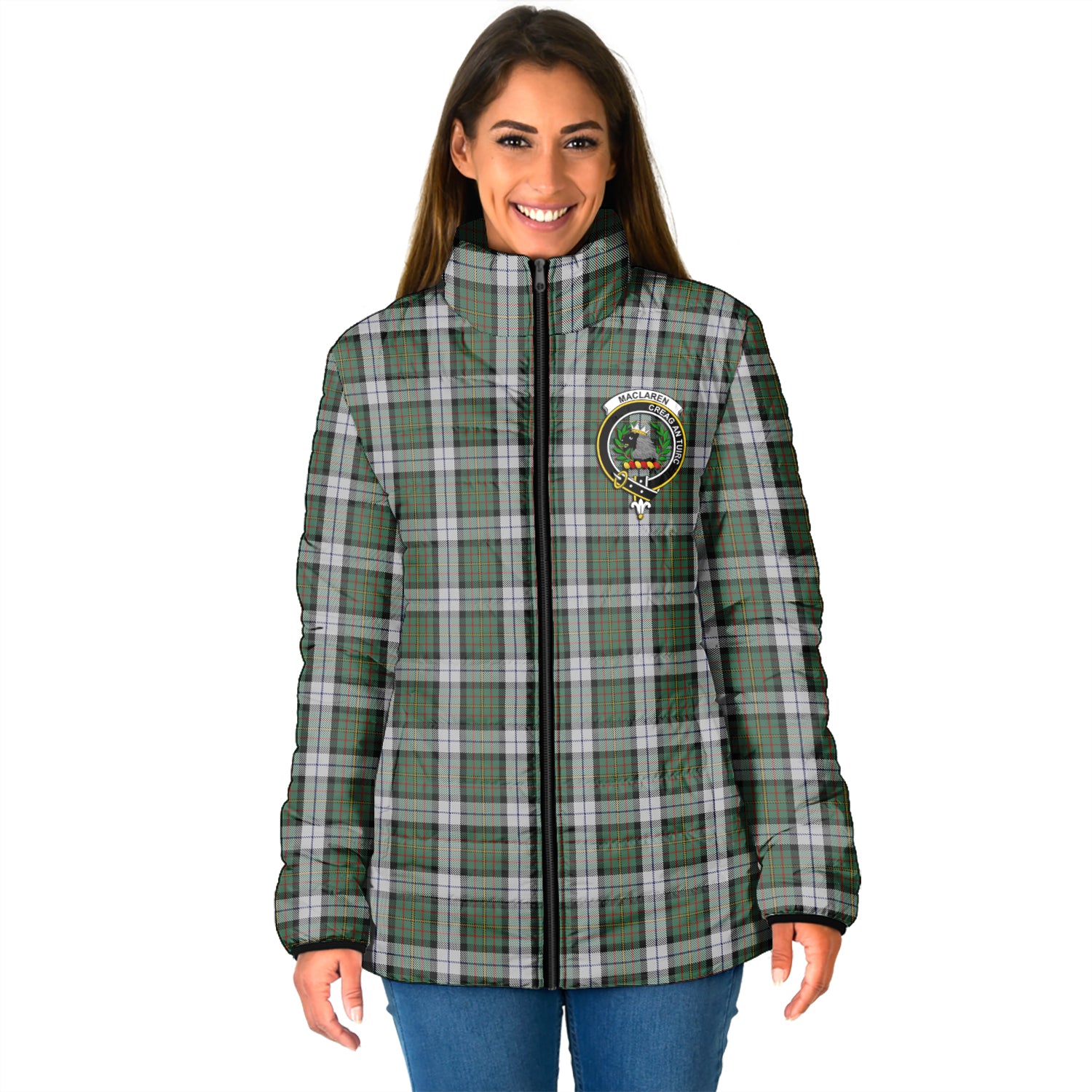 MacLaren Dress Tartan Padded Jacket with Family Crest - Tartan Vibes Clothing