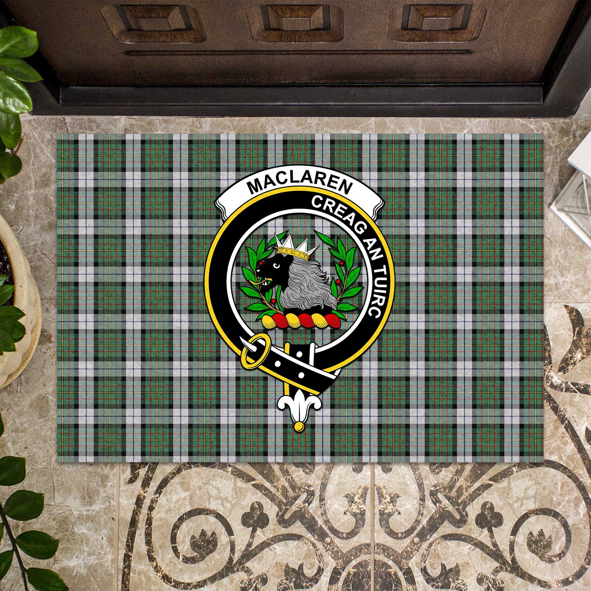 MacLaren Dress Tartan Door Mat with Family Crest - Tartanvibesclothing