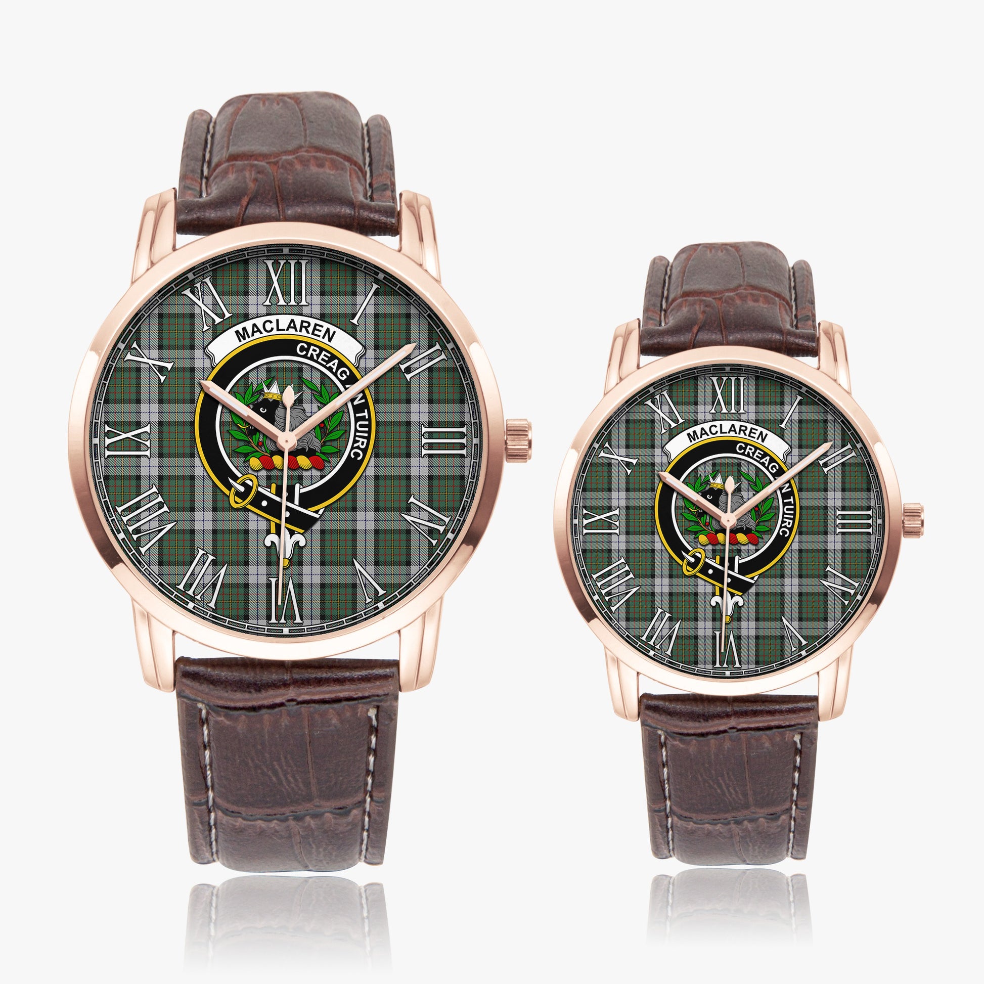 MacLaren Dress Tartan Family Crest Leather Strap Quartz Watch - Tartanvibesclothing