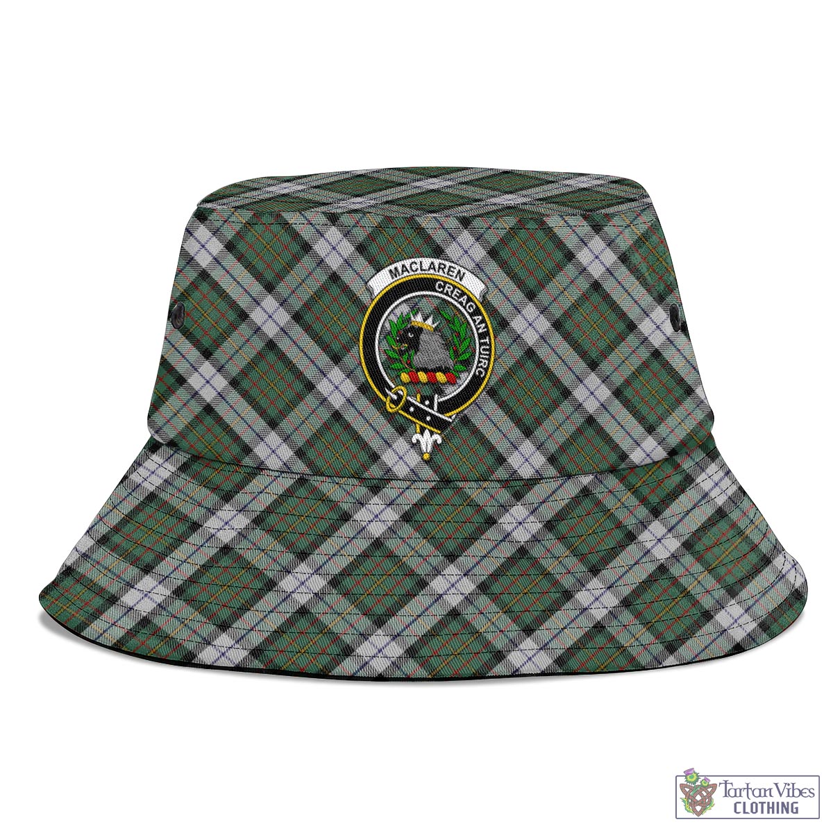 Tartan Vibes Clothing MacLaren Dress Tartan Bucket Hat with Family Crest