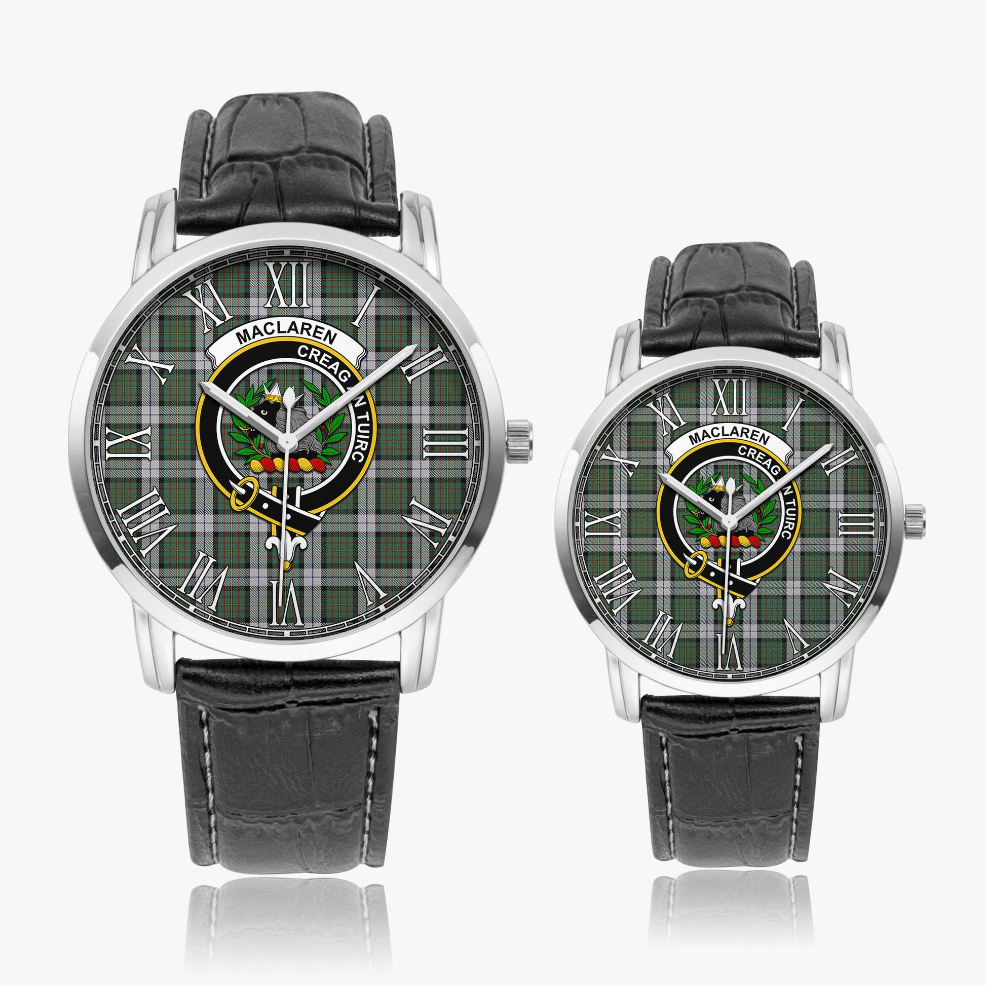 MacLaren Dress Tartan Family Crest Leather Strap Quartz Watch - Tartanvibesclothing