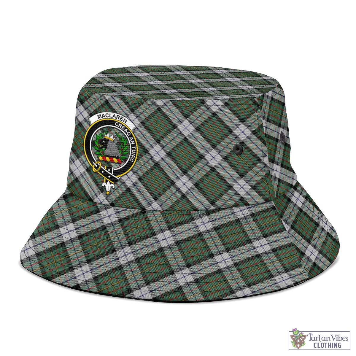 Tartan Vibes Clothing MacLaren Dress Tartan Bucket Hat with Family Crest