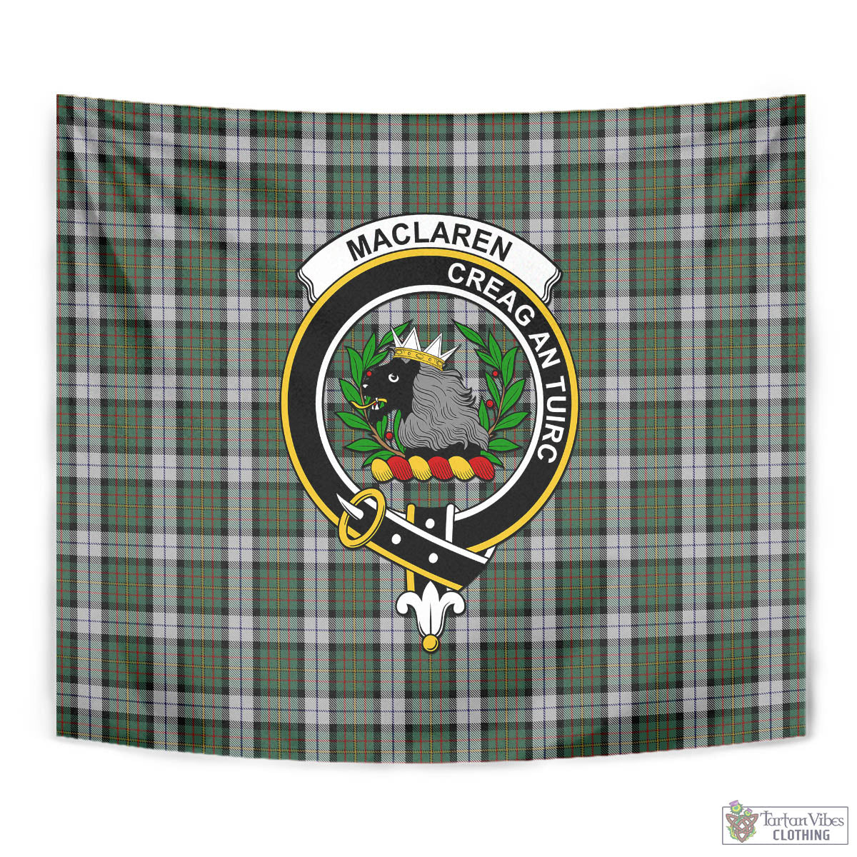 Tartan Vibes Clothing MacLaren Dress Tartan Tapestry Wall Hanging and Home Decor for Room with Family Crest