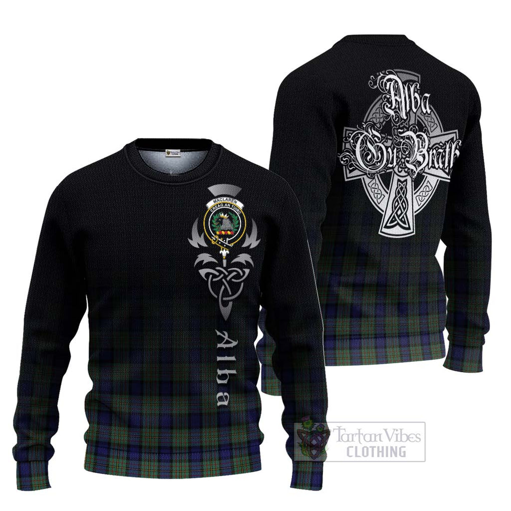 Tartan Vibes Clothing MacLaren (McLaren) Tartan Knitted Sweater Featuring Alba Gu Brath Family Crest Celtic Inspired