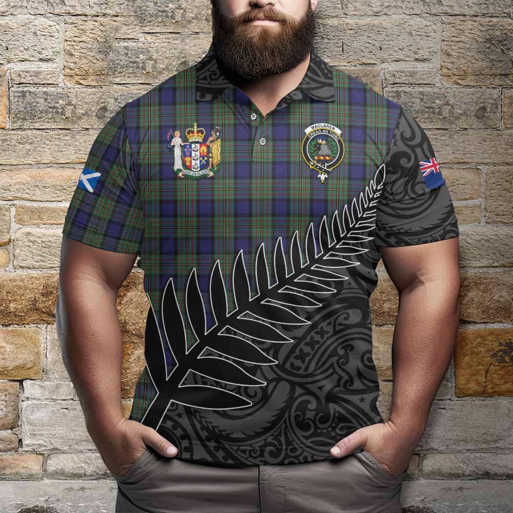 MacLaren (McLaren) Crest Tartan Polo Shirt with New Zealand Silver Fern Half Style